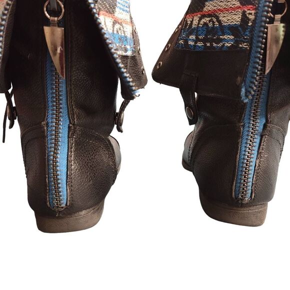 Herstyle Black Southwestern Contrast High or Low Combat Boots - Picture 5 of 10